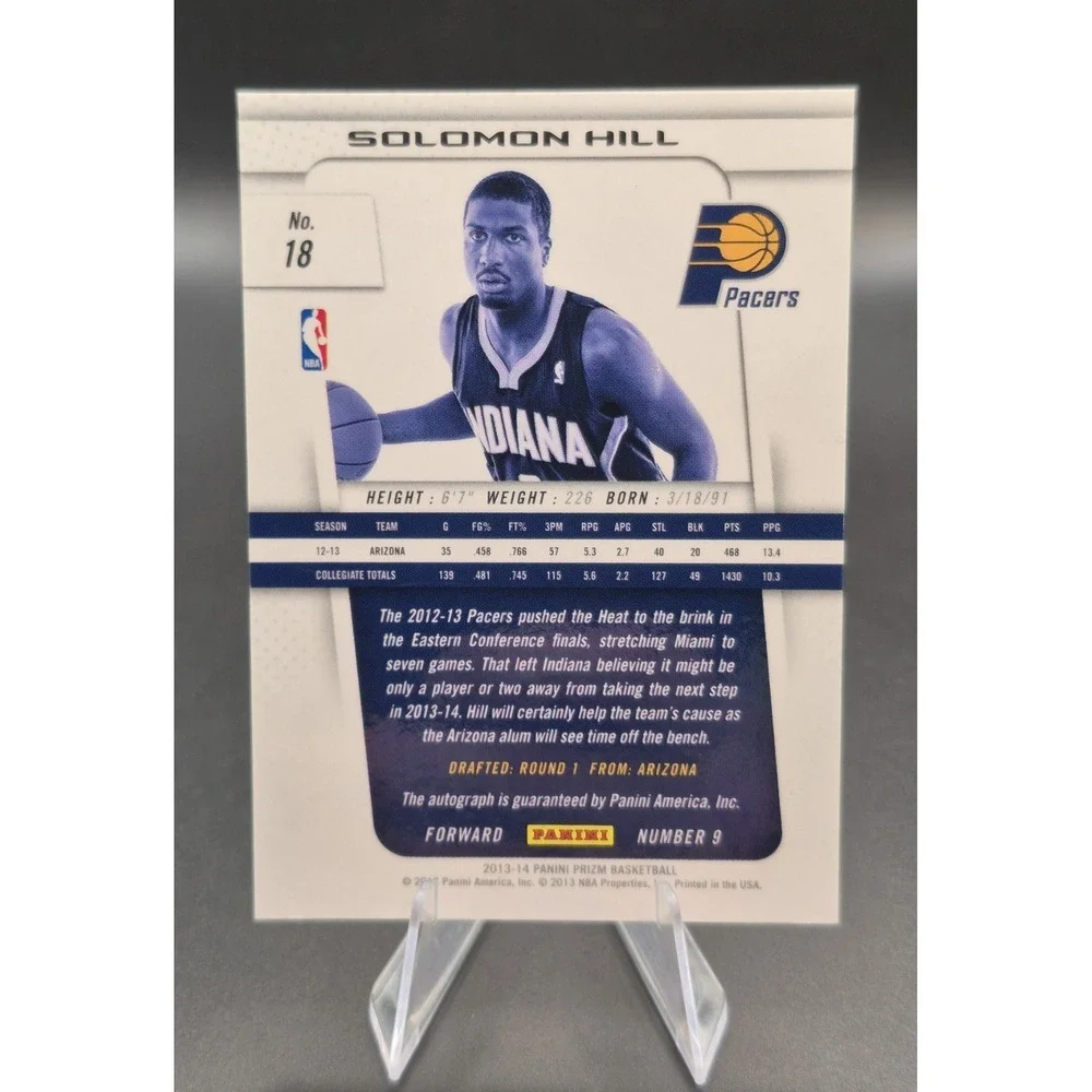 2013-14 Panini Solomon Hill 18 Rookie Signatures Prizm RC Autograph Pacers